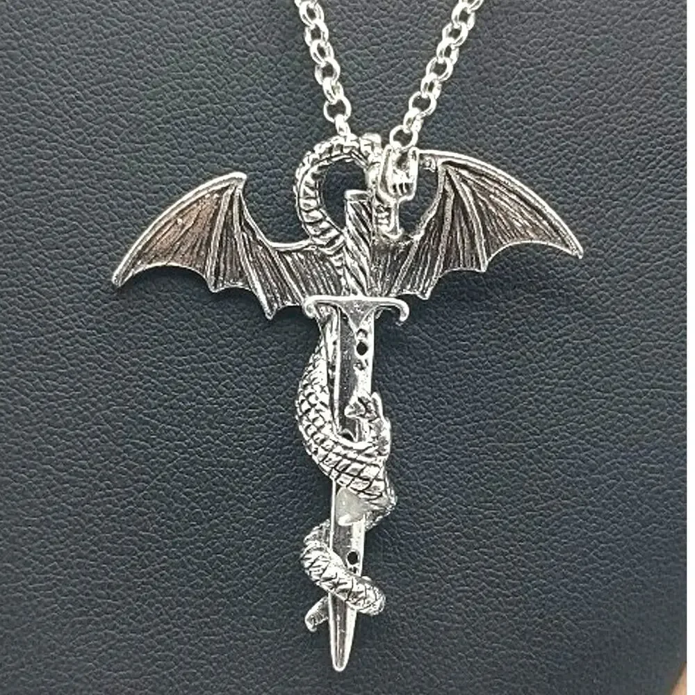 Dragon Sword Fantasy 925 Sterling Silver Necklace Valentine's Birthday Gift NEW
